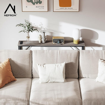 47.2'' Console Table, Skinny Entryway Table with Fast-Charging Station, Narrow Long Sofa Table