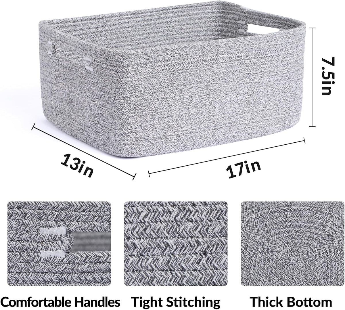 Large Storage Baskets for Shelves, Closet Organizers Bins for Clothes Blanket Towels, Baby Nursery