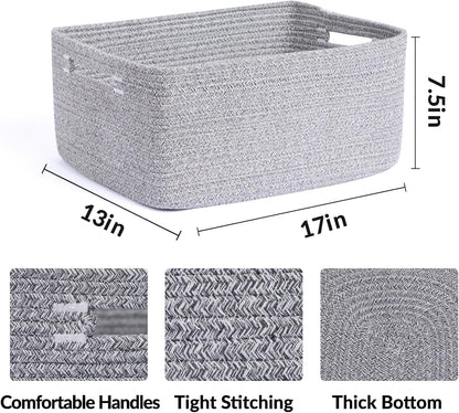 Large Storage Baskets for Shelves, Closet Organizers Bins for Clothes Blanket Towels, Baby Nursery