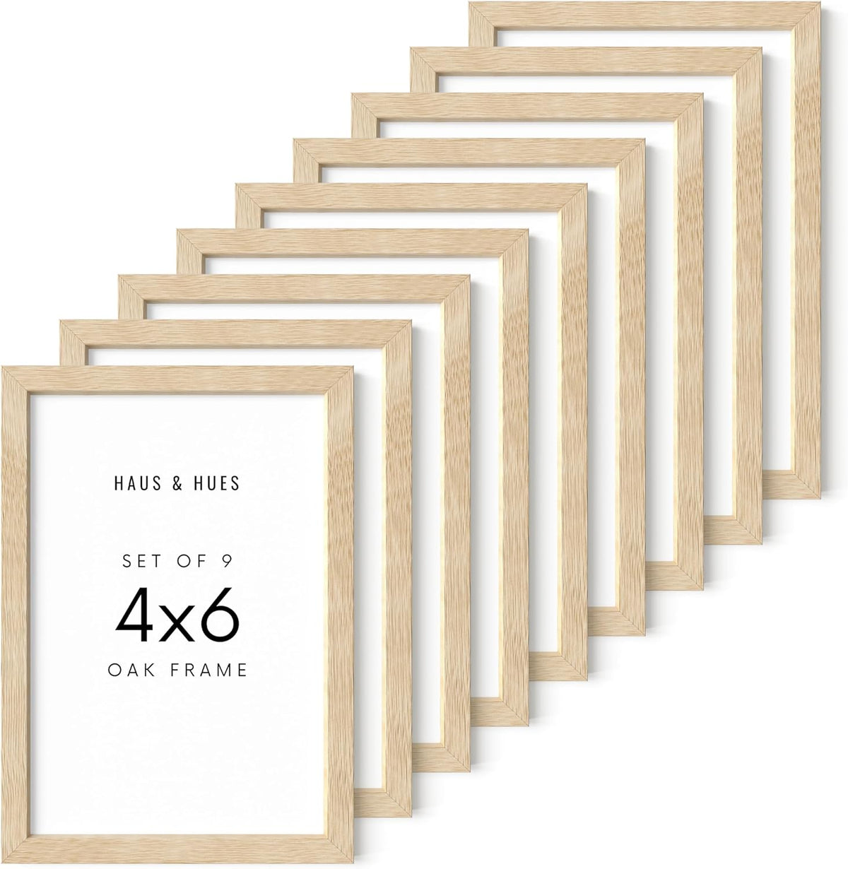 HAUS AND HUES Square Picture Frames 4 x 6 Set of 9 - Photo Gallery Wall Frame Set, Wood 4x6 Frames