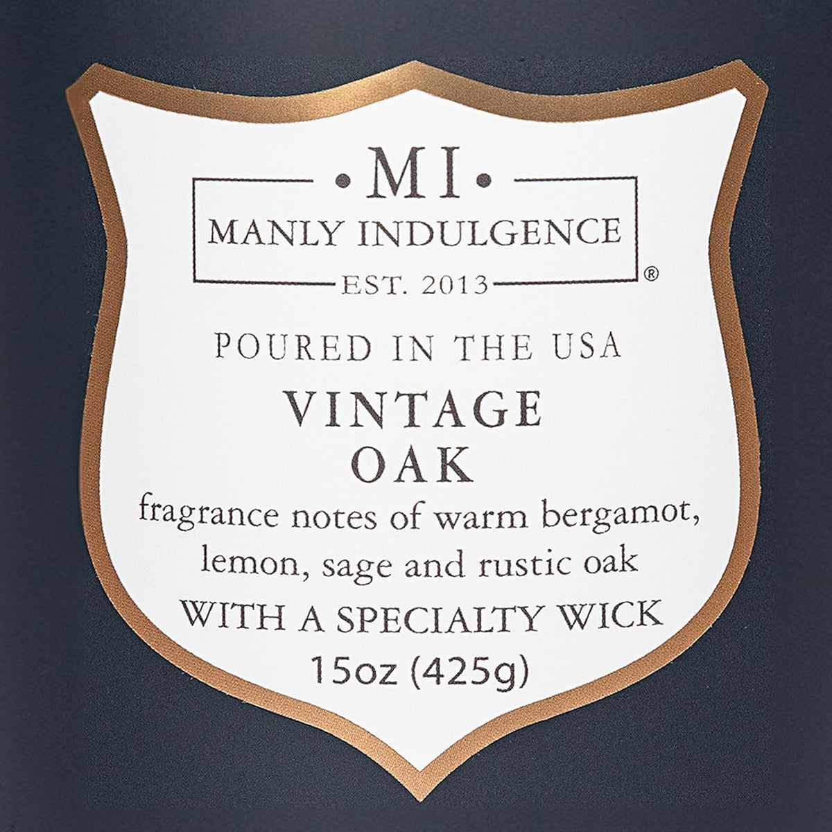 Manly Indulgence Vintage Oak Scented Candles for Men, 15 oz Wooden Wick, Premium Soy Blend Wax, 60H