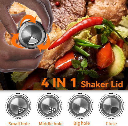 Mlici 6PC Spinning Glass Spice Jars - 360° Rotating Spice Rack Organizer with Jars, Stainless Steel