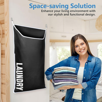 Hanging Laundry Hamper Bag XL 40x22", Space Saving over the Door Storage Bags, Behind the Door