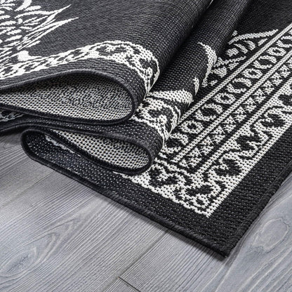 CAMILSON Outdoor Rug, 6x9 Medallion Black White Modern Area Rugs for Indoor and Outdoor Patios