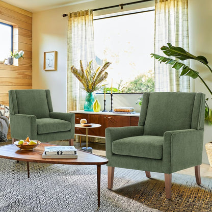 COLAMY Modern Wingback Living Room Chair, Upholstered Fabric Accent Armchair, Single Sofa Chair