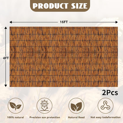 Bamboo Reed Fencing, Light Russet Bamboo Fence Rolls 4 Feet High, Decorative Reed Screen Privacy