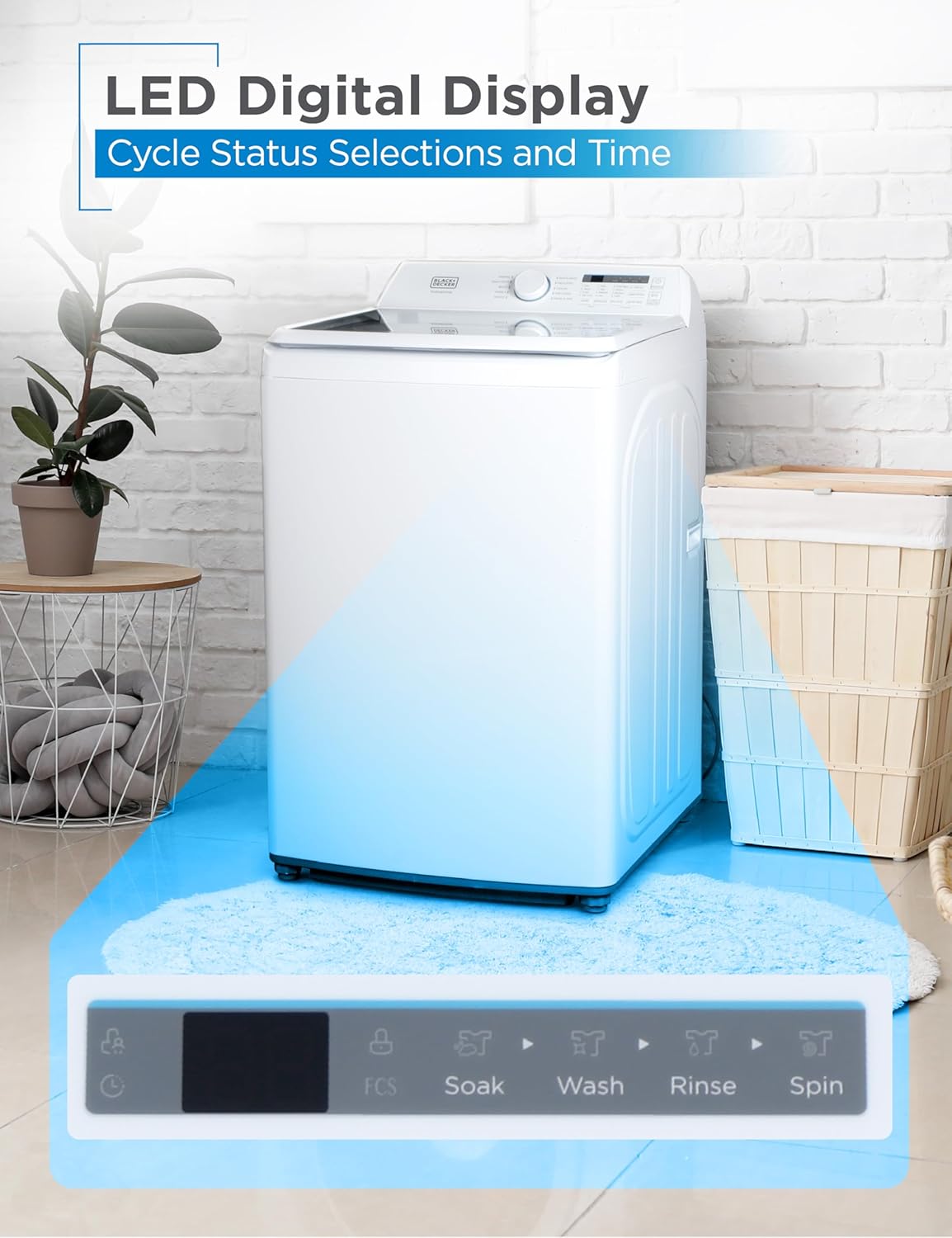 BLACK+DECKER 4.1 Cu. Ft. Top Loading Washing Machine with Agitator, Full Size Washing Machine with