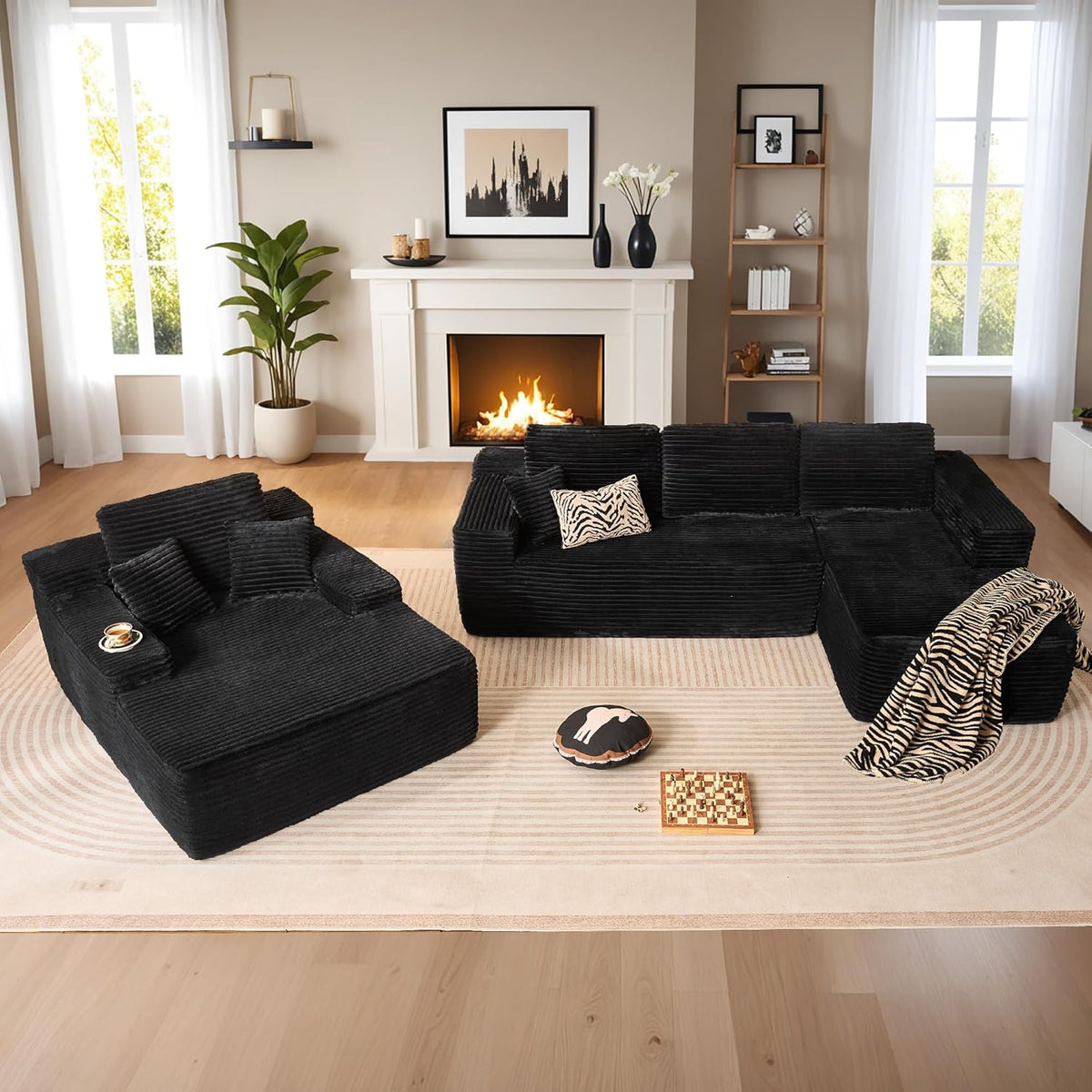 HOOOWOOO Cloud Sectional Couches for Living Room,Modular Sectional Sofa No Assembly,Plush Corduroy