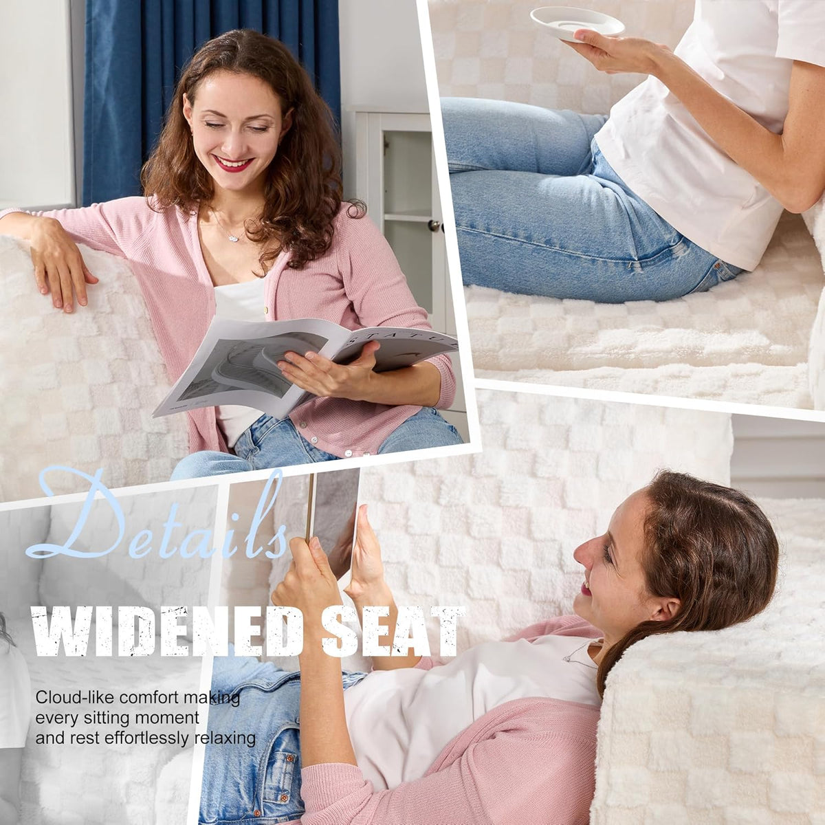 Single Sofa 1 Seat Couch with Deep Seat Memory Foam Cloud Chair with Pillows Large Sofa with L
