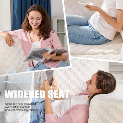 Single Sofa 1 Seat Couch with Deep Seat Memory Foam Cloud Chair with Pillows Large Sofa with L