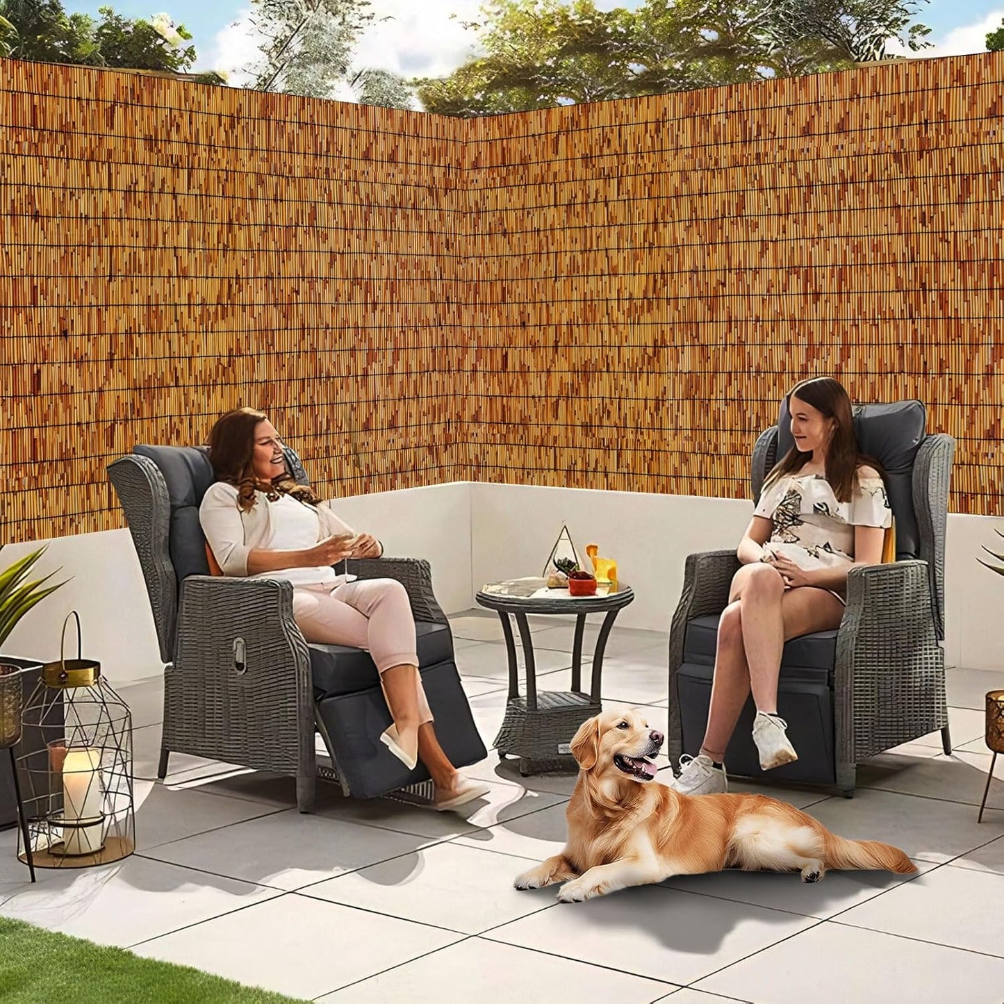 Reed Fencing Rolls,Patio Privacy Screen 5 Feet High,Decorative Bamboo Fence Rolls for Patio Balcony