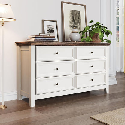 BLANKSPACE 6 Drawer Dresser, Modern Dresser for Bedroom, Wood Drawer Organizer with Metal Knobs