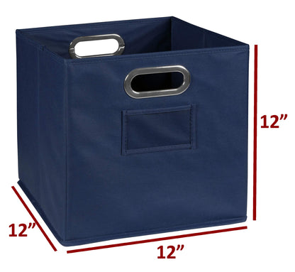 Niche Cubo Set of 2 Foldable Fabric Storage Bin with Label Holder- Blue
