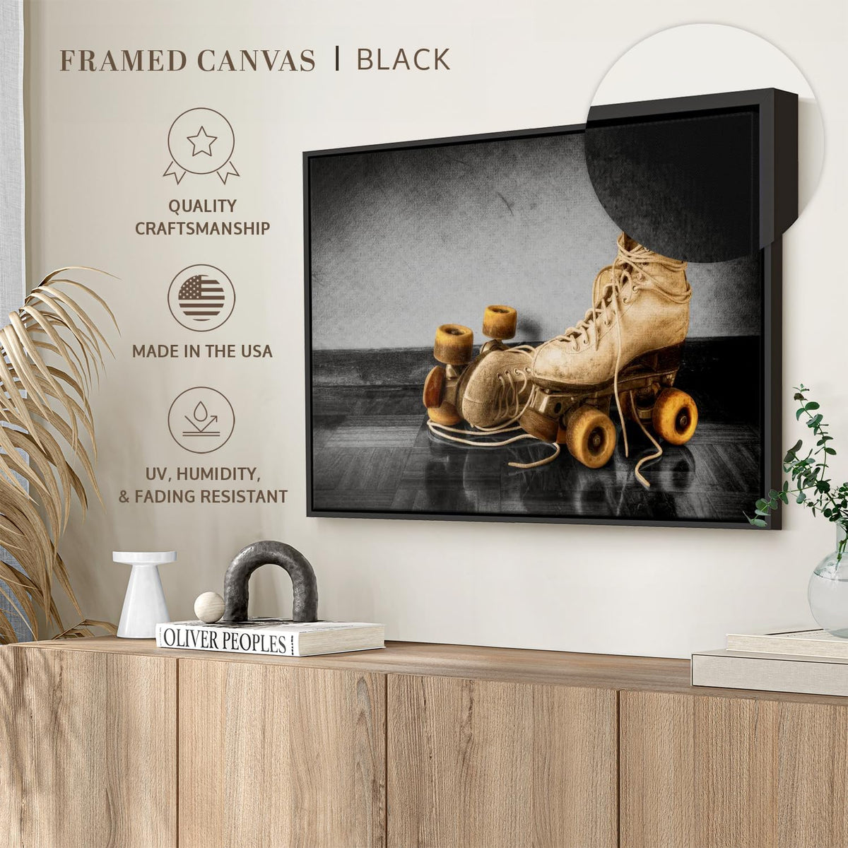 ElephantStock Vintage Skates Pop Wall Art - Horizontal Framed Canvas - 1-Piece Living Room Wall