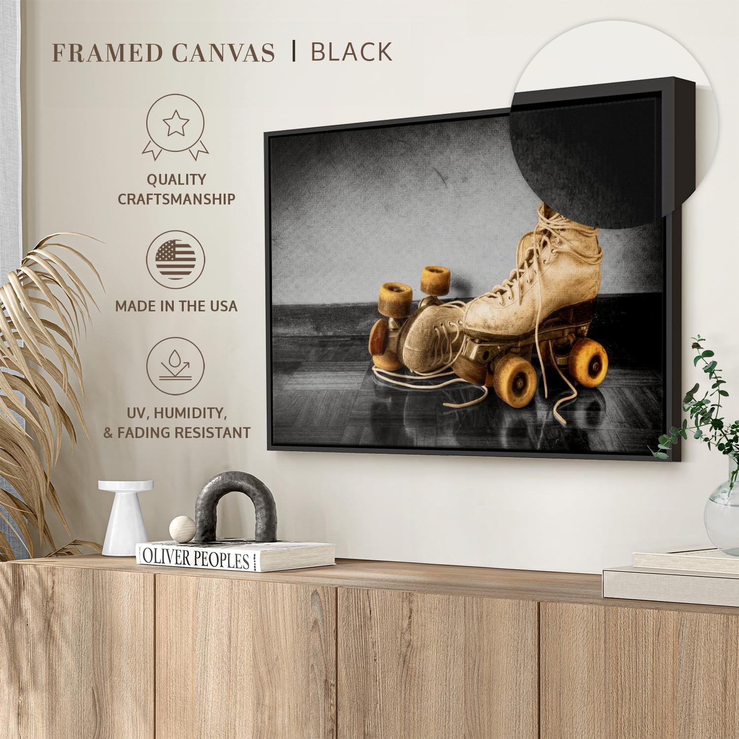 ElephantStock Vintage Skates Pop Wall Art - Horizontal Framed Canvas - 1-Piece Living Room Wall