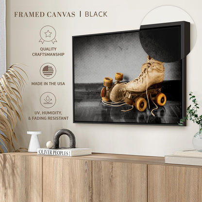 ElephantStock Vintage Skates Pop Wall Art - Horizontal Framed Canvas - 1-Piece Living Room Wall