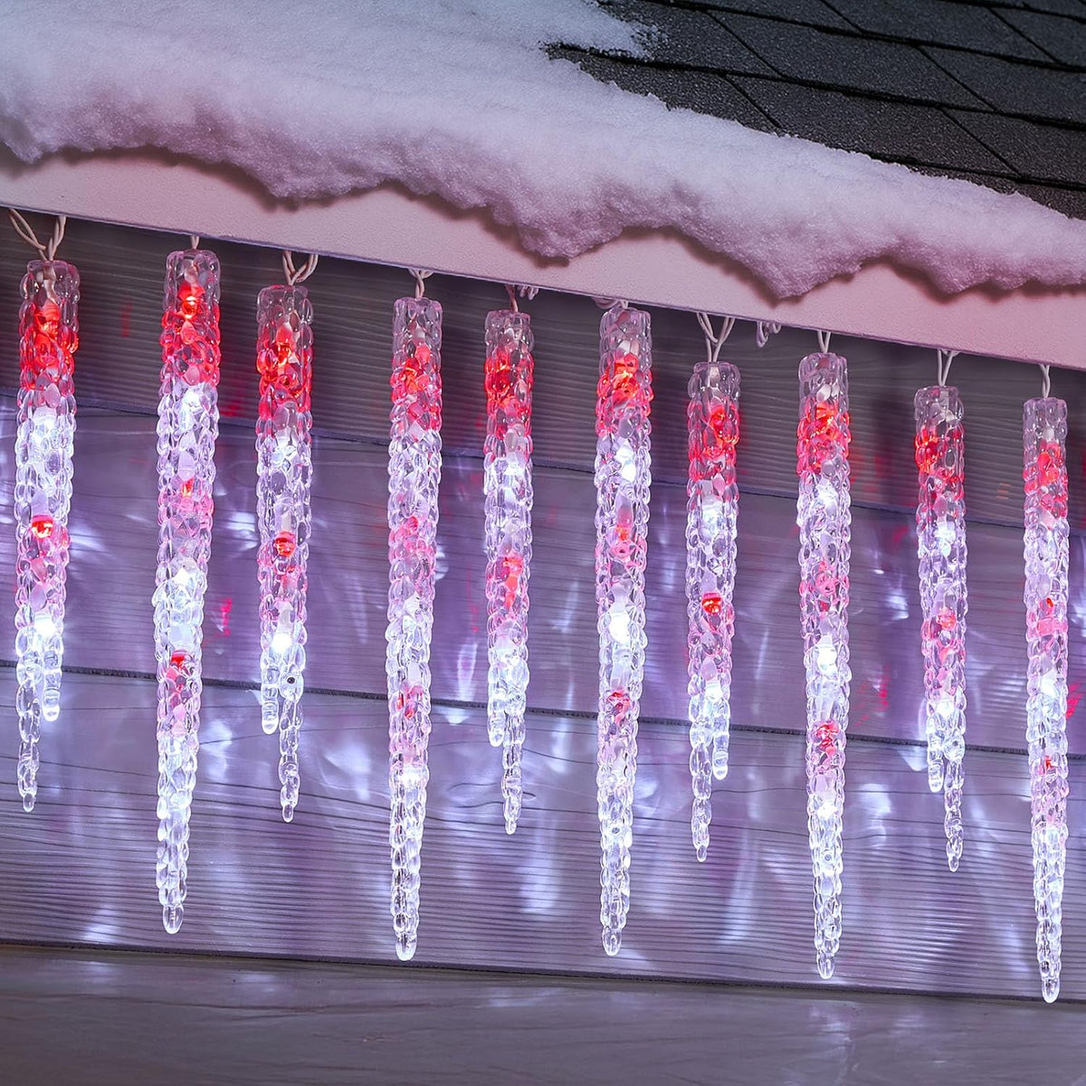 Minetom Icicle Lights Outdoor with Clips, 20ft 100 LED 20 Tubes Twinkling Crystal Icicle String