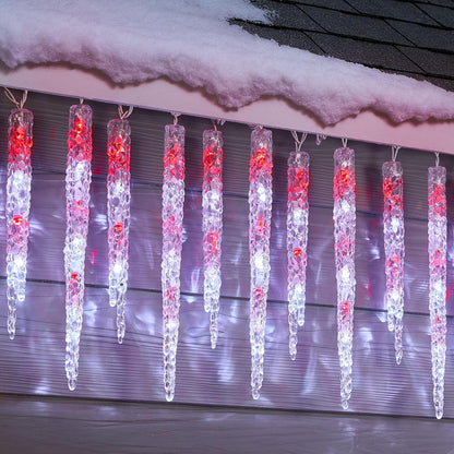 Minetom Icicle Lights Outdoor with Clips, 20ft 100 LED 20 Tubes Twinkling Crystal Icicle String