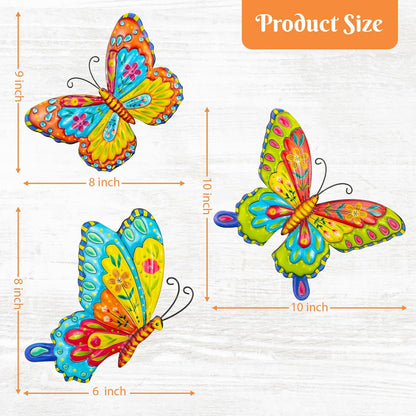J-Fly Metal Butterfly Wall Decorations Garden Decor Room Decor, Lawn Ornaments Ladybugs Live- 3