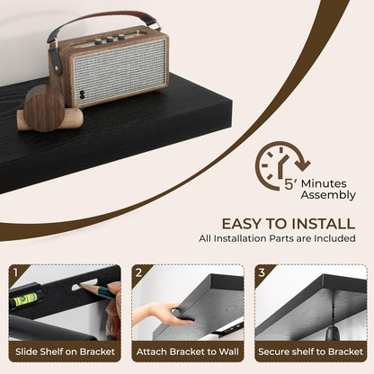 RICHFOCUS 72Inch Floating Shelves for Wall 1 Pack Shelves for Bedroom|Kitchen|Bathroom Wall Mounted