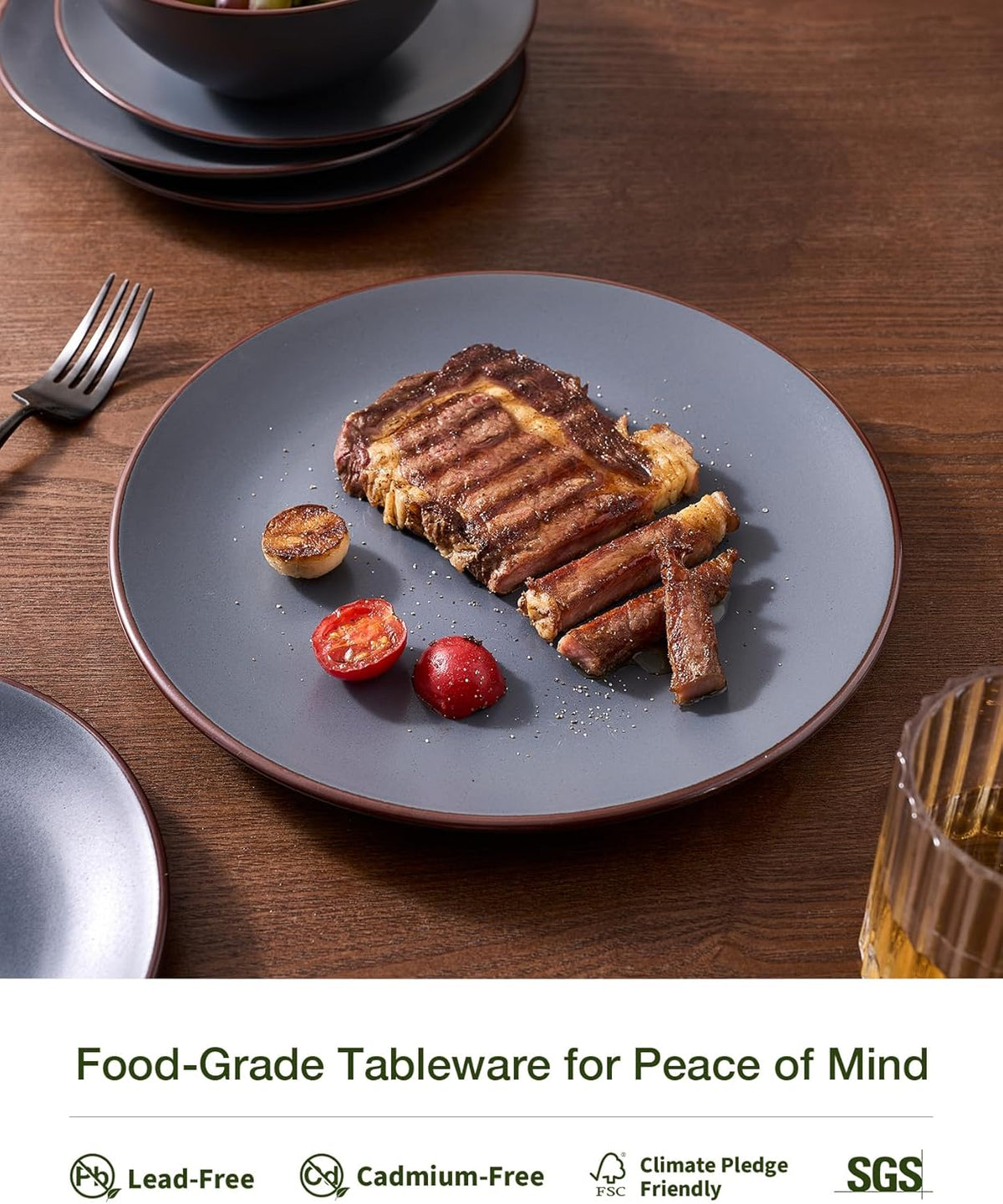 Famiware Venus Plates and Bowls Sets, 12 Pieces Stoneware Speckled Dinnerware Sets, Dishes Set for