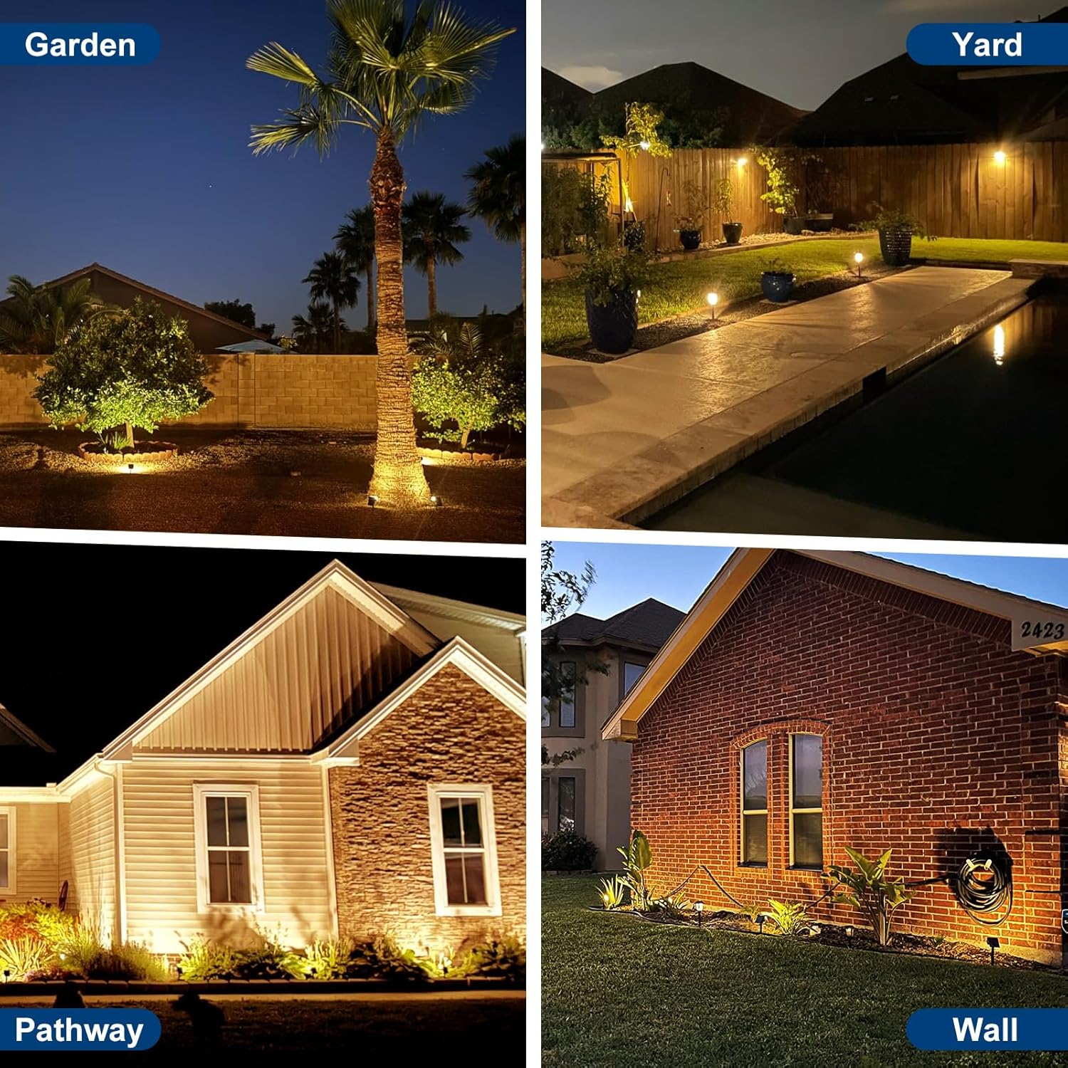 Solar Spot Lights Outdoor, 6 Pack Outdoor Solar Lights for Yard Waterproof, 4 Lighting Modes Solar