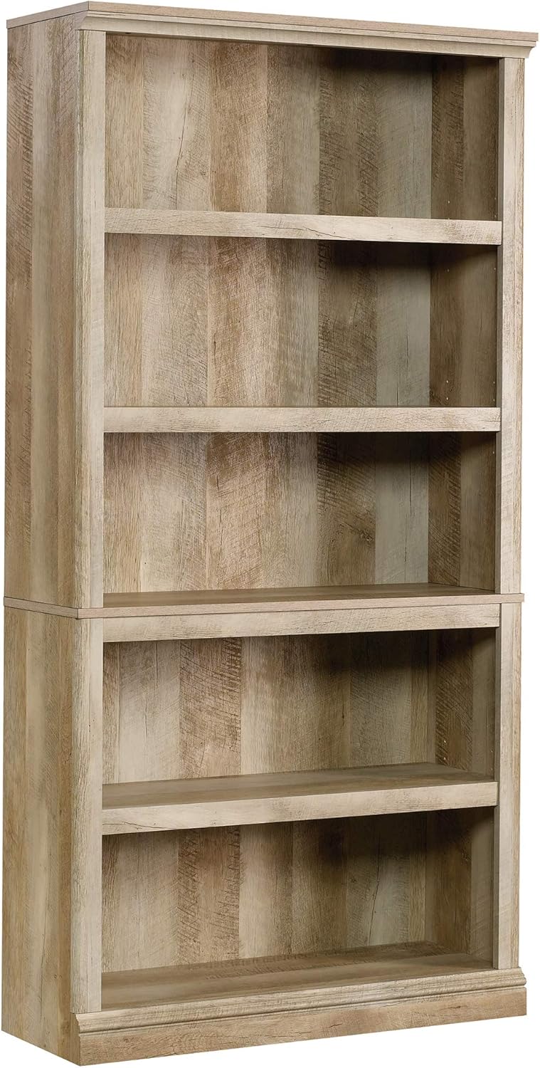 Sauder 5 Tier Book Shelf Wooden Bookcase Multipurpose Bookshelf for Home Office, Living Room, in