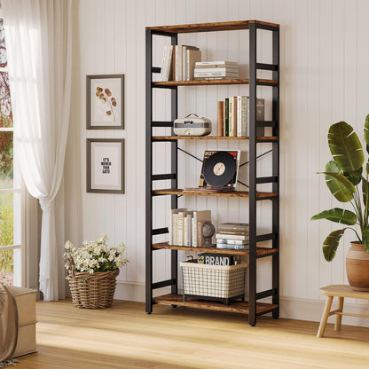 IRONCK Bookshelf, 31.5in Wide Shelf 6 Tier Bookcase, 110lbs/shelf Vintage Industrial Style
