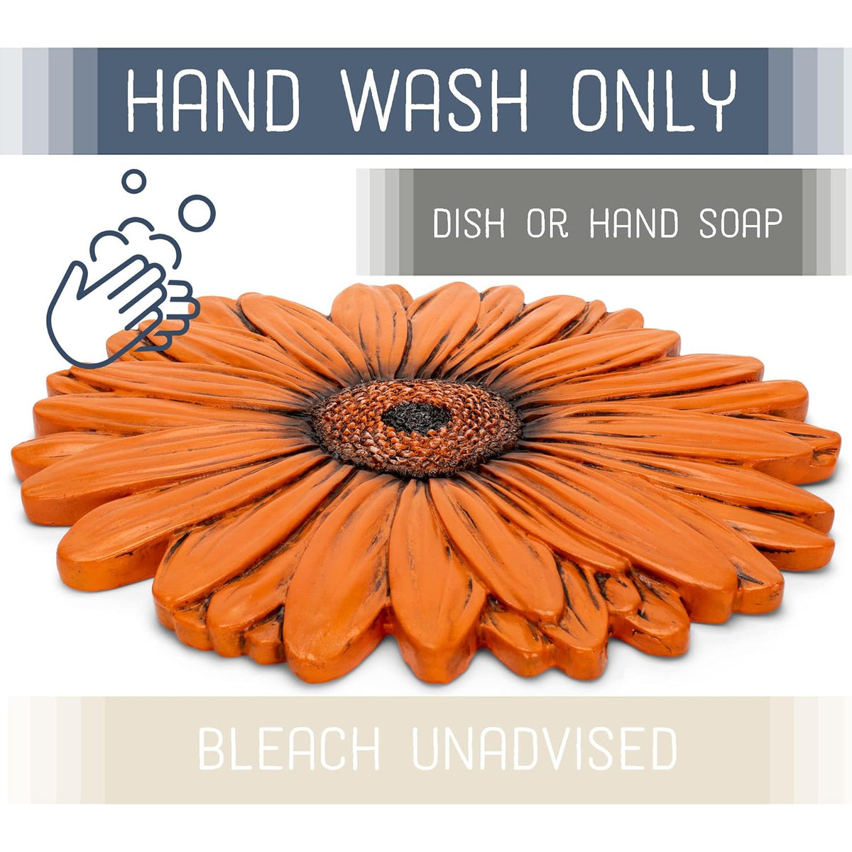 NAT & Jules Gerbera Daisy Flower Shaped Dimensional Indoor Outdoor 12 inch Cast Resin Decorative