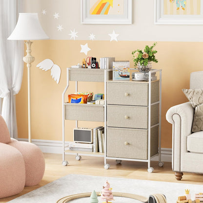 Baby Organizer and Storage - 3 Tier Rolling Cart with Dividers and Drawers, Easy To Assemble