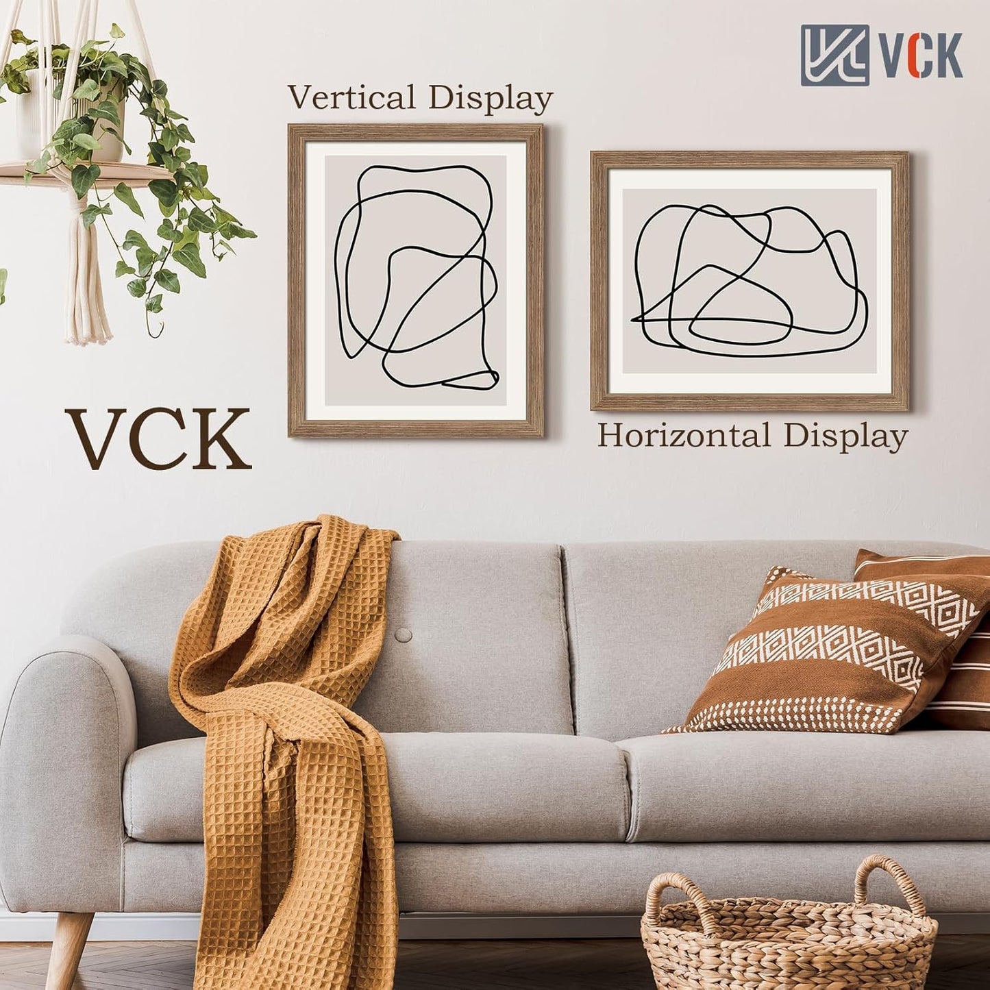 VCK 16x20 Picture Frames for Wall 3 Pack, Brown Walnut Wood Poster Frame, Exclusive Wood Grain