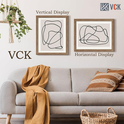 VCK 16x20 Picture Frames for Wall 3 Pack, Brown Walnut Wood Poster Frame, Exclusive Wood Grain