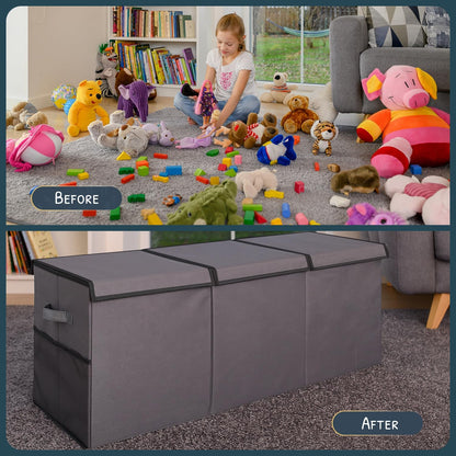 Extra Large Toy Storage Organizer with Lid - Sturdy, Collapsible Toy Chest Storage Box Design