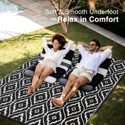 OLANLY Outdoor Rug 6x9 ft Waterproof, Outdoor Plastic Straw Rug with Geometric Pattern Clearance