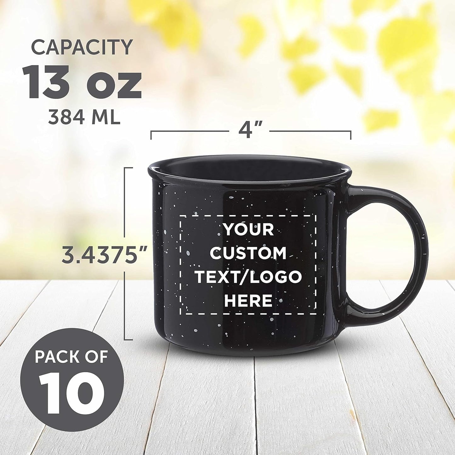 DISCOUNT PROMOS Custom Ceramic Campfire Coffee Mugs 13 oz. Set of 100, Personalized Bulk Pack