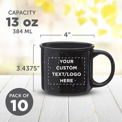 DISCOUNT PROMOS Custom Ceramic Campfire Coffee Mugs 13 oz. Set of 100, Personalized Bulk Pack