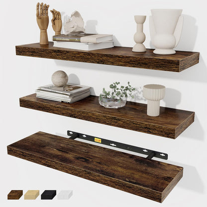 Fun Memories Floating Shelves Wall Shelf 24 inches Long, Farmhouse Bathroom Shelves Bedroom Kitchen