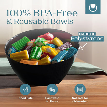 Posh Setting Black Plastic Serving Bowls Disposable - Angled Bowls - Angled Candy Bowl - Plastic