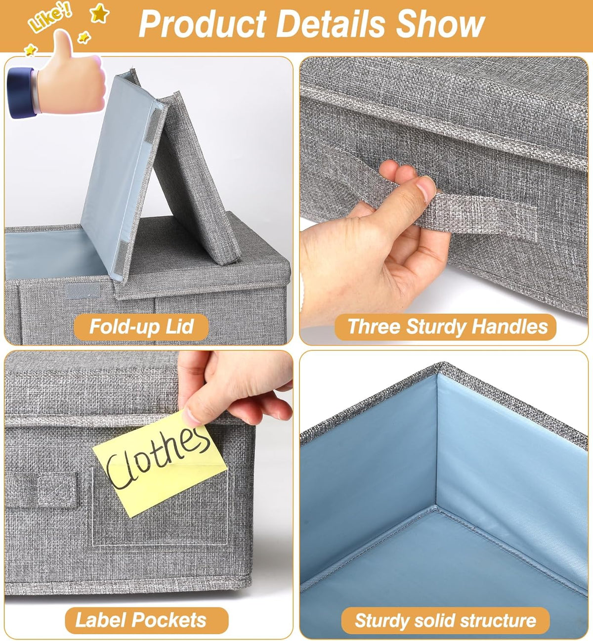 punemi Under Bed Storage Containers, 3 Pcs Large Blanket Clothes Storage Bag, Long Flat Firm Sides