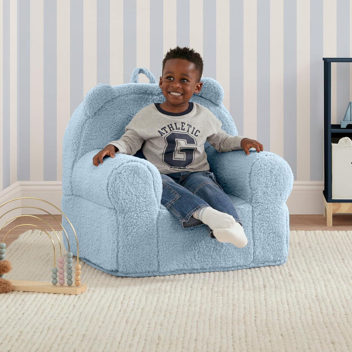 Delta Children babyGap Sherpa Bear Chair - Greenguard Gold Certified, Powder Blue