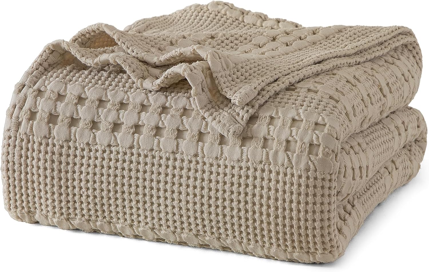 PHF 100% Cotton Waffle Weave Blanket Twin Size, Soft Lightweight Breathable Cozy Summer Blankets