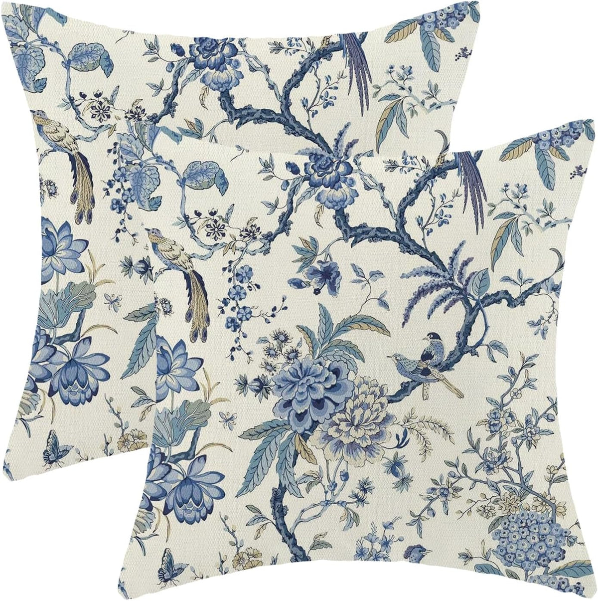 CXMEIFLY Spring Floral Birds Pillow Covers 22 x 22 Inch Set of 2 for Chinoiserie Flowers Decor