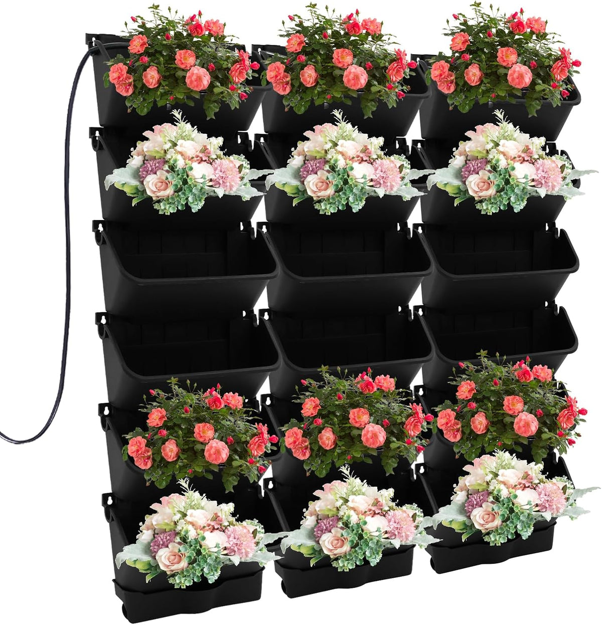 18 Pots Self-Watering Wall-Mounted Planter, 39.4”L x 39.4”H Vertical Wall Planter Self Watering