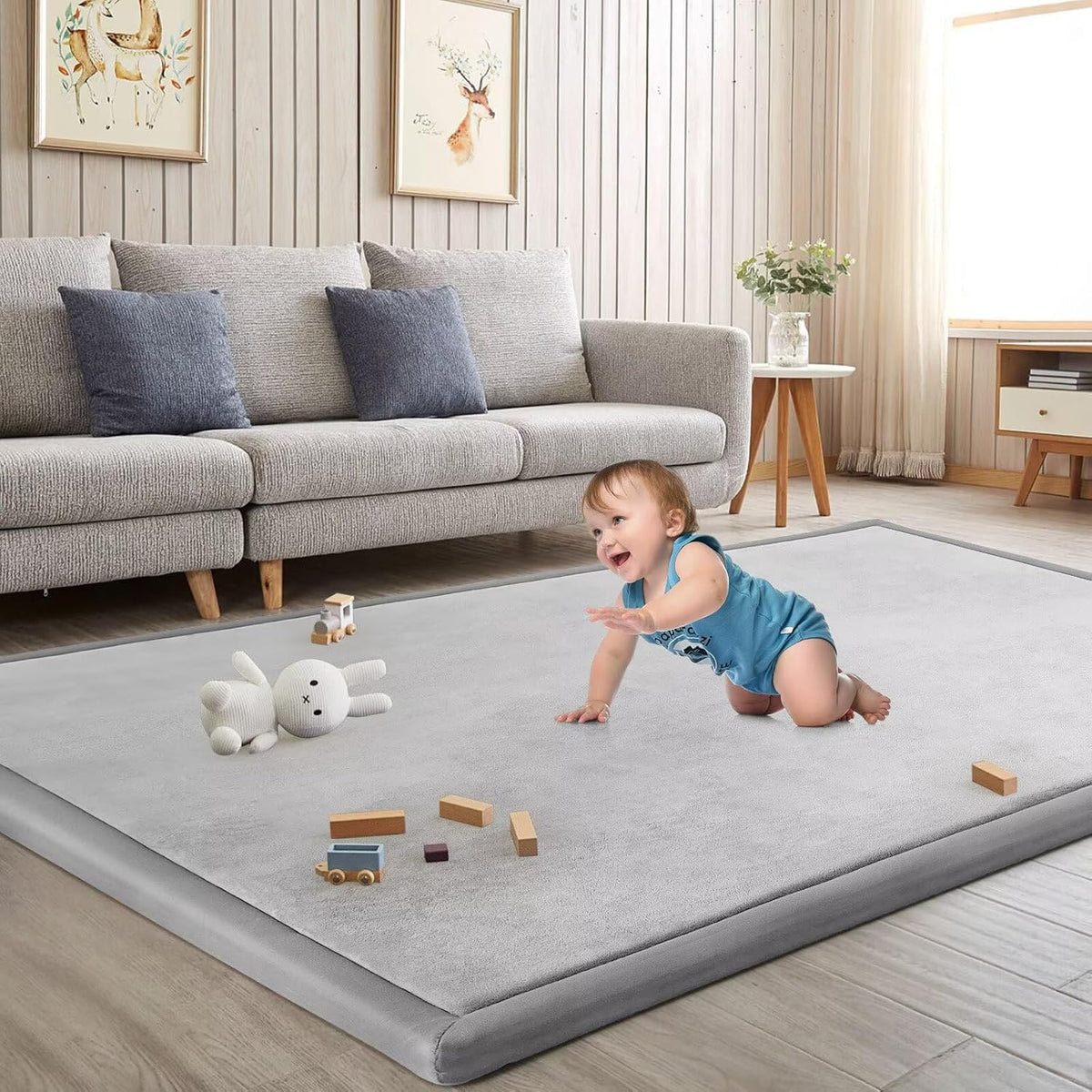 Baby Play Mat for Floor Tummy Time Mat Nursery Rug Muscle Mat Area Rug Playroom Rug Tatami Mat