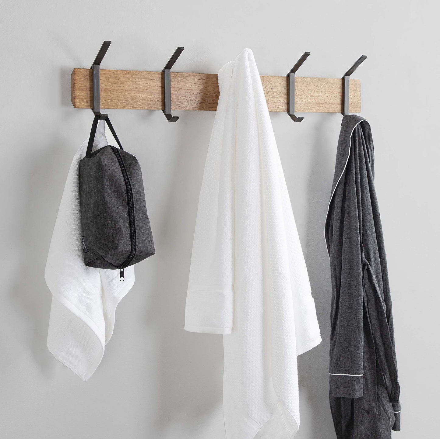 Kate and Laurel Rossmore Farmhouse 5-Hook Wall Hanging Coat Rack, Natural Rustic Wood, Modern