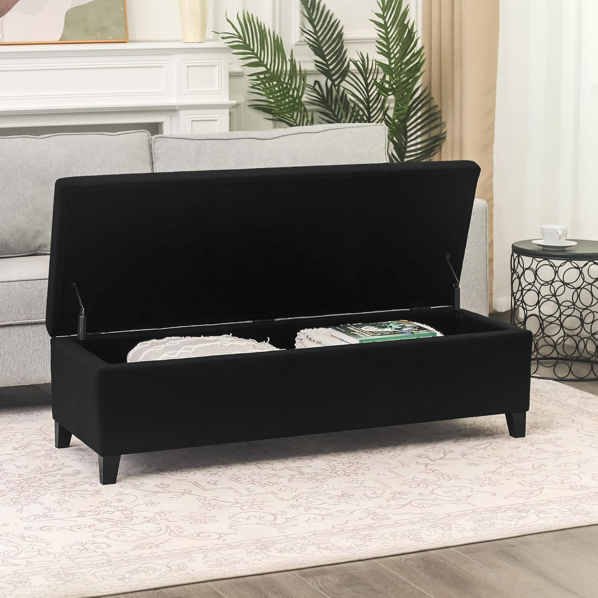 Joveco Storage Ottoman Bench, 51" Rectangle Long Bench, for Bedroom, End Foot of Bed, Living Room