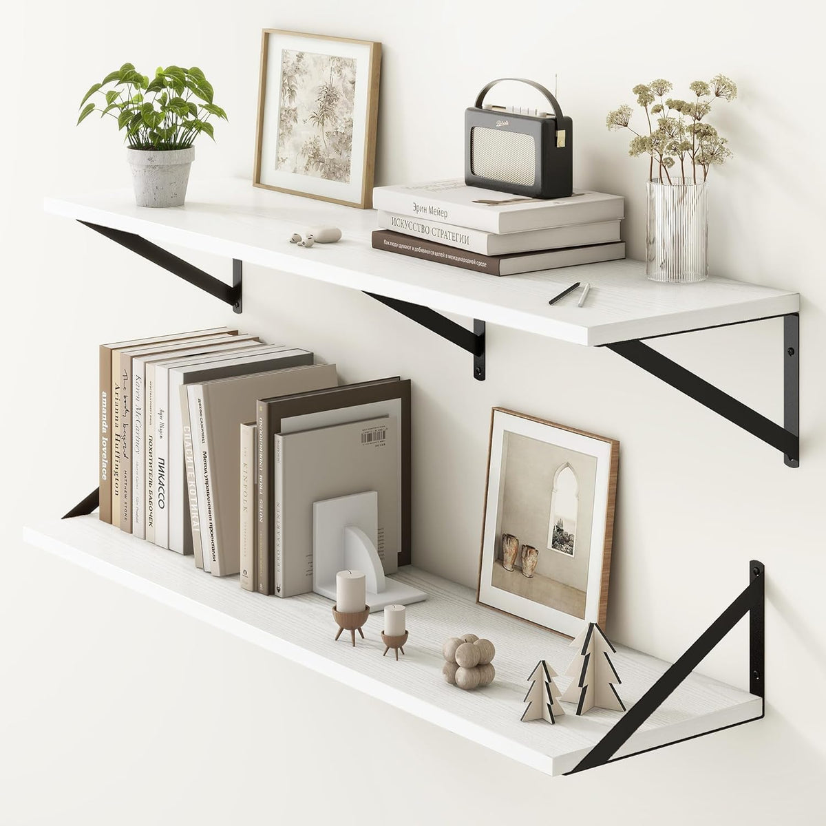 Fun Memories 40 Inch Floating Shelves, 10 Inch Deep Wall Shelf, 40 x 10 Floating Shelf Set of 2