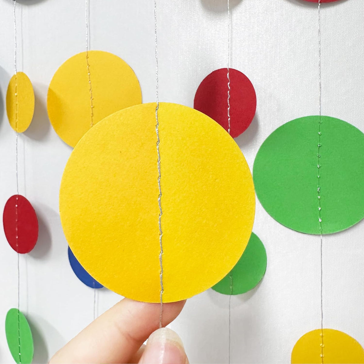 Super Mario Party Decorations Circle Dot Garland Red Blue Yellow Green Hanging Paper Polka Dot