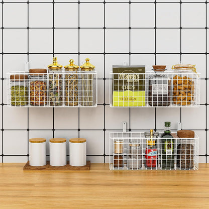 Joben Oligey 3 Set [Extra Large] Hanging Wall Wire Baskets, Farmhouse Food Storage Kitchen Pantry