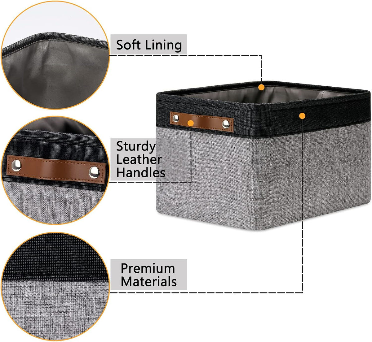 DULLEMELO Canvas Storage Bin with Handles, Fabric Bins for Shelves, Bedroom, Office,Nursery,Fabric